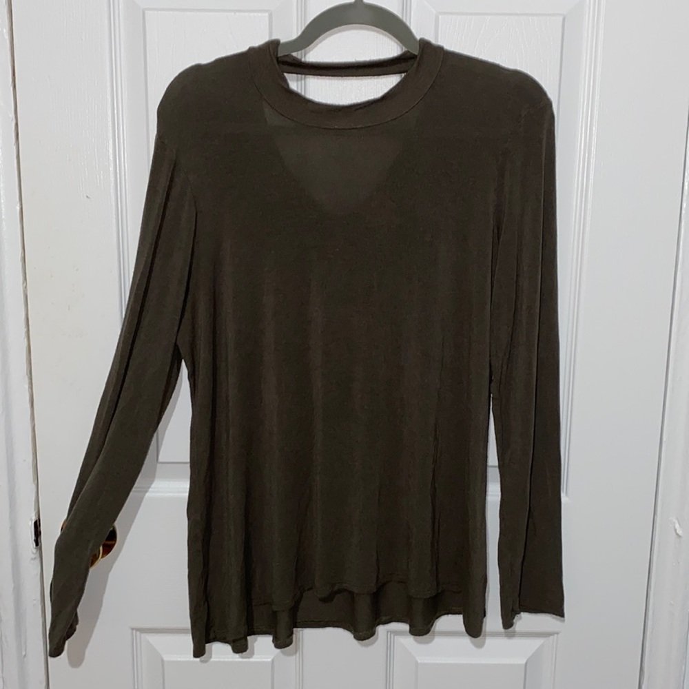 Mossimo Green Long Sleeve Shirt with Triangle Back Cut Out Plus Size XXL